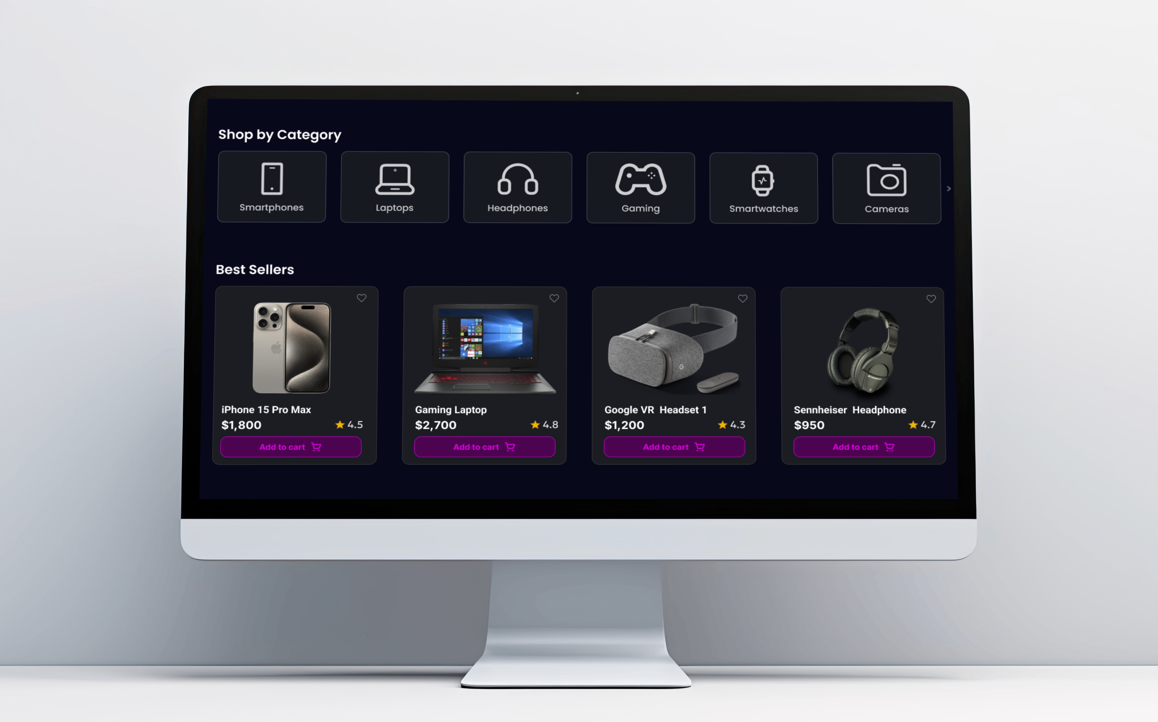 Nova Cart homepage scrolled experience